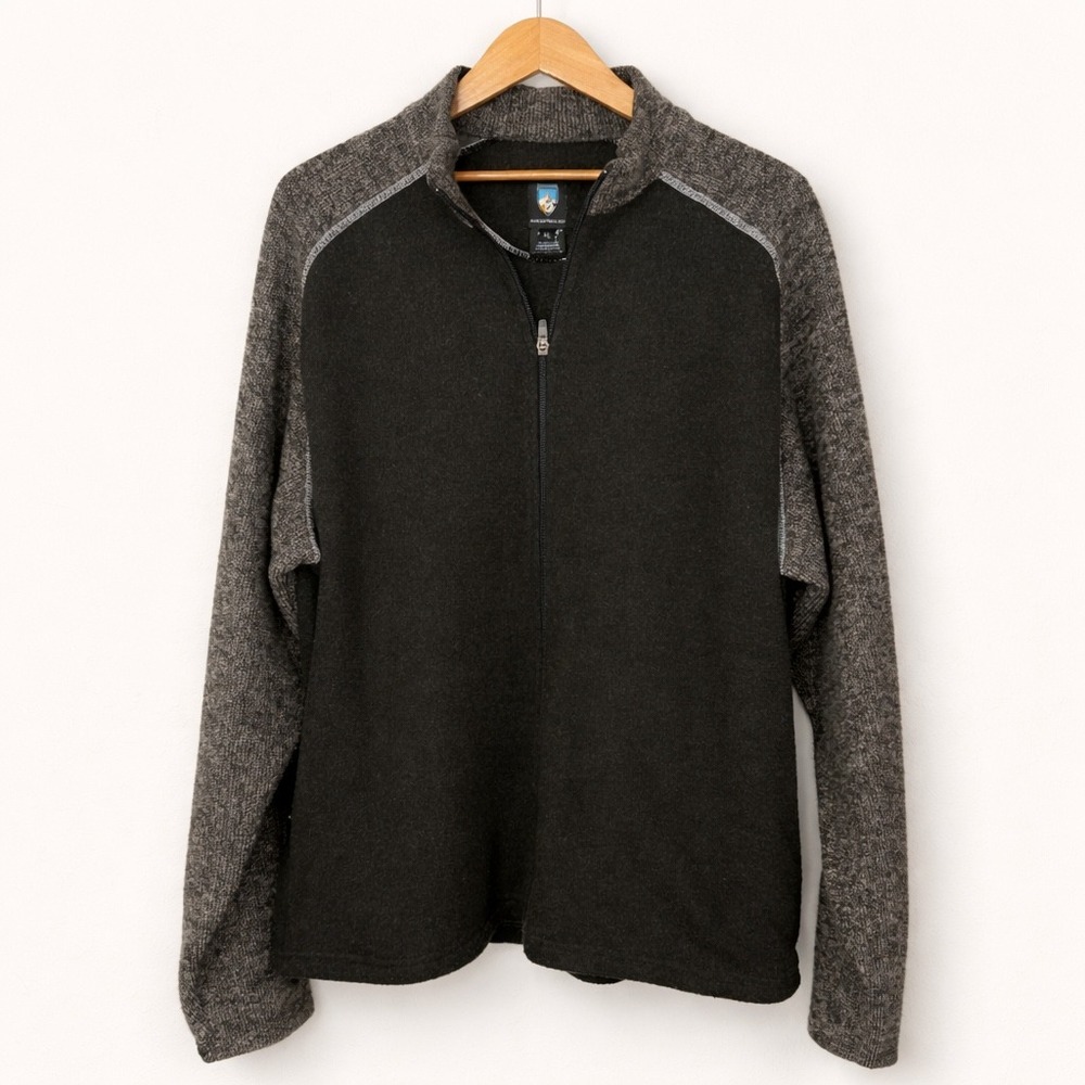 KUHL Men XL Full‎ Zip Revel Fleece Alfpaca Jacket Earthy Outdoors Hike Camp Gorp